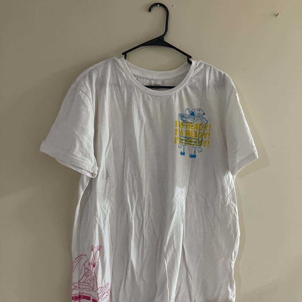Spongebob Squarepants 'I'm Ready' White Graphic T-Shirt